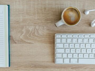 high angle view of coffee cup on table